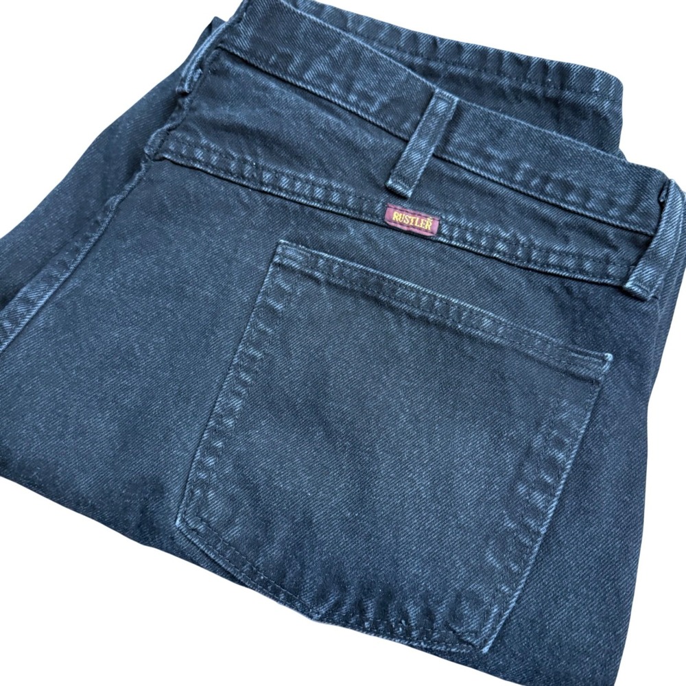 Rustler Mens Black Denim Jeans Size 42x30‎ Straight Leg Classic Fit